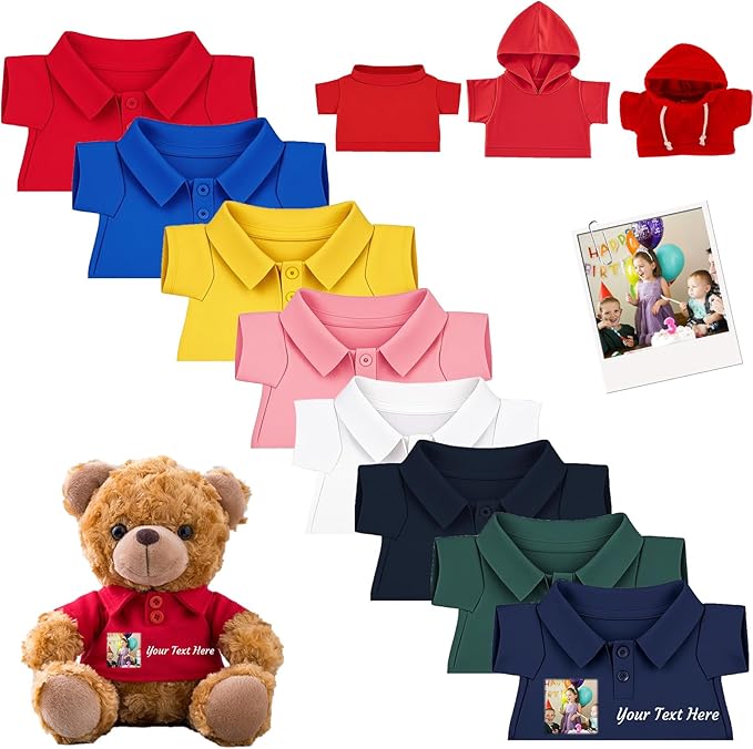 Custom Teddy Bear Clothes with Name Photo, Personalized Stuffed Animal Clothing Fit 8-16inch Stuffed Bear Clothing, Personalized Doll Clothes Make Your Own Plush Doll Shirt