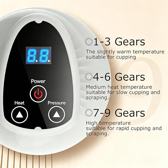 Rechargeable Cellulite Remover,Electric Gua Sha Device for Cellulite Massage Tool,9 Suction Levels&Heating,Handheld Massager,Reduce Stretch Marks & for Legs, Arms & Belly