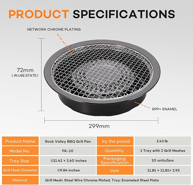 Korean Cookware Aburi Stove Top Grill Pan, Round Cooking Chamber Indoor BBQ Japanese Grill Pan, Includes Two Steel Screens & Grill Plate Handle, Outdoor Camping Grilling, Picnic Cooking, Black