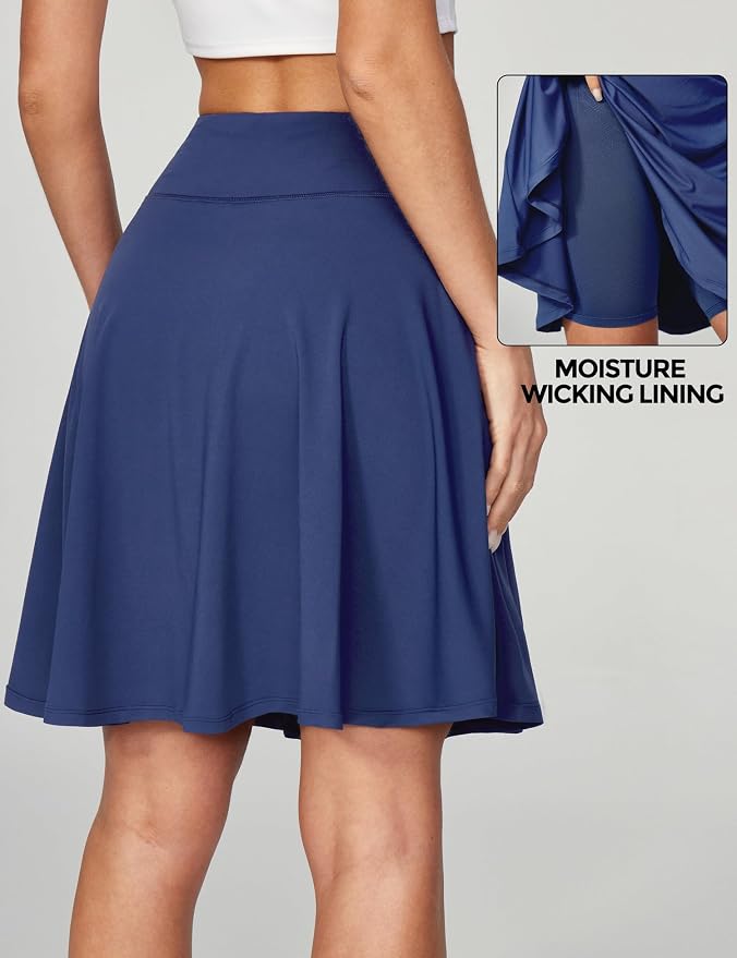 IUGA 20" Knee Length Skorts Skirts for Women with Pockets Tennis Skirt High Waisted Golf Skirts for Women Casual Athletic
