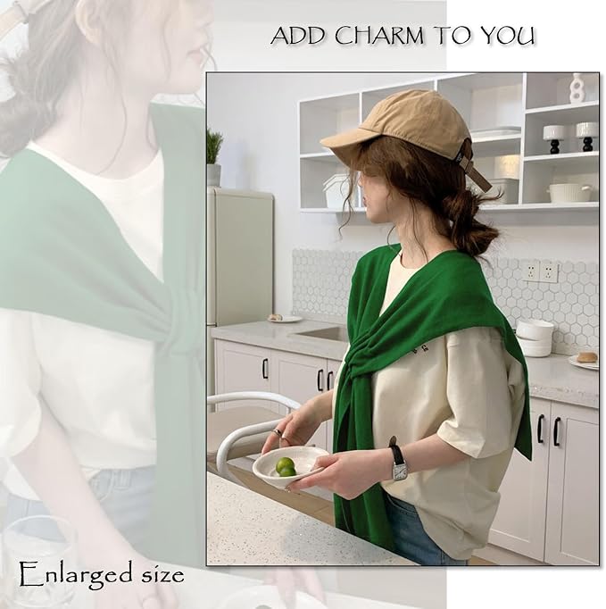 huablo Women's Fashion Knitted Shawl - Khaki Sweater Shawl for Air-Conditioned Rooms