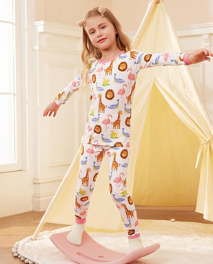 Bamboo Viscose Toddler Girls Kids Pajamas Unicorn Mermaid Pjs Long Sleeve Snug fit 12M-8Y 2pcs Soft Jammies