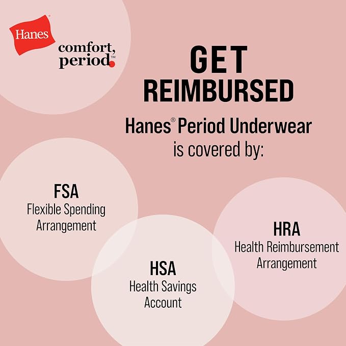 Hanes Women's Period Underwear Pack, 3-Pack, Comfort, Period. Moderate Leaks Period Panties, Odor Protection