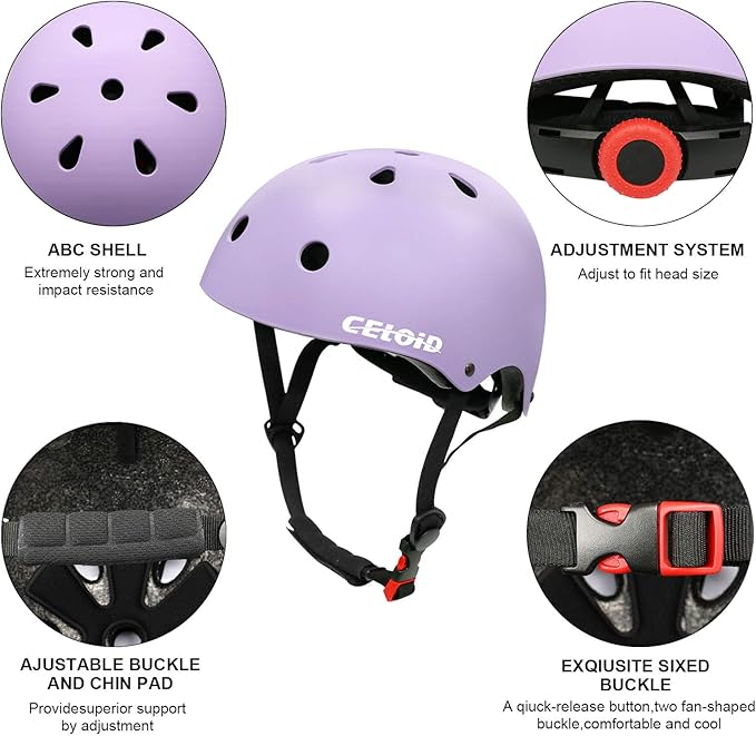 Kids Bike Skateboard Helmet Pad Set,Toddler Cyling Protective Gear Knee & Elbow Pads Wrist Guards for 5-8-10-12-14-16 Years Girls Boys Bicycle Scooter Roller Skate Inline Skating Rollerblading