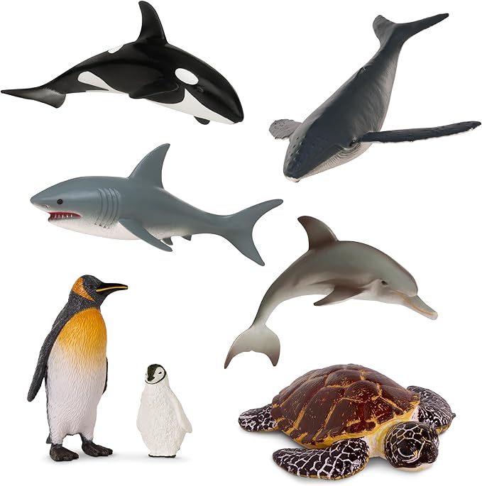 Terra by Battat – Toy Sea Animals – Realistic Whale, Dolphin, Penguin & More – Detailed Ocean Creatures for Sensory Bins – Sea Life Animal Set with 15 Pieces – Great for Imaginative Play 3+ Years
