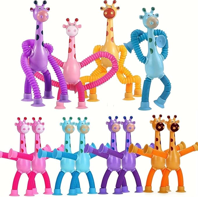 20Pcs Telescopic Suction Cup Giraffe , Coolest Pop Tubes Sensory Toys for Kids, Fidget Toys Party Favors Christmas Easter Birthday Party Supplies Goodie Bag Stuffer