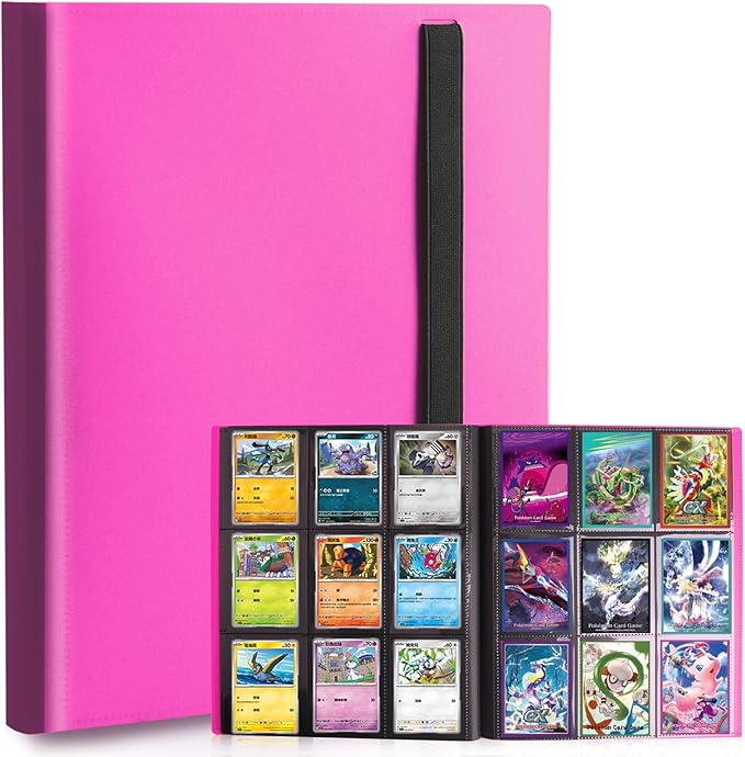Card Binder, 9 Pocket Trading Card Album Folder,20 Pages, 360 Card Capacity Sports Card Binder, Premium Card Binders Compatible with MTG, TCG, Baseball Cards (Rose Red)
