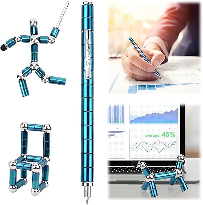 Fidget Pen, Cool Decompression Magnetic Metal Desk Toys, Multifunctional Deformable Writing Pen, Basket Stuffers Gadgets Gift for Kids Adults (Big-Color)