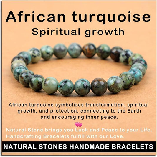 AD Beads Handmade Gemstone Stretch Elastic Bracelet Crystal Healing Reiki Nature's Beauty and Spiritual Essence Unisex