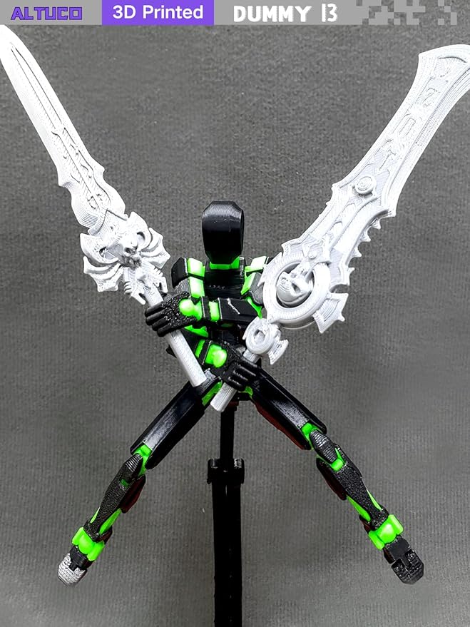 T13 Action Figure for Kids,3D Printed Titan 13 Figure with Multiple Accessories,Dummy 13 Desktop Decorative Toy(Black-Green)