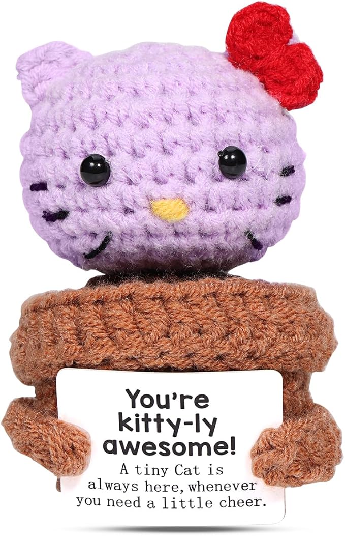 AICase Kitty Stuff Inspirational Crochet Positive Cat Emotional Support Nuggets Kawaii Handmade Cheer Funny Gifts for Women/Mon Friend Girls Coworker Birthday Gifts Trendy Stuff
