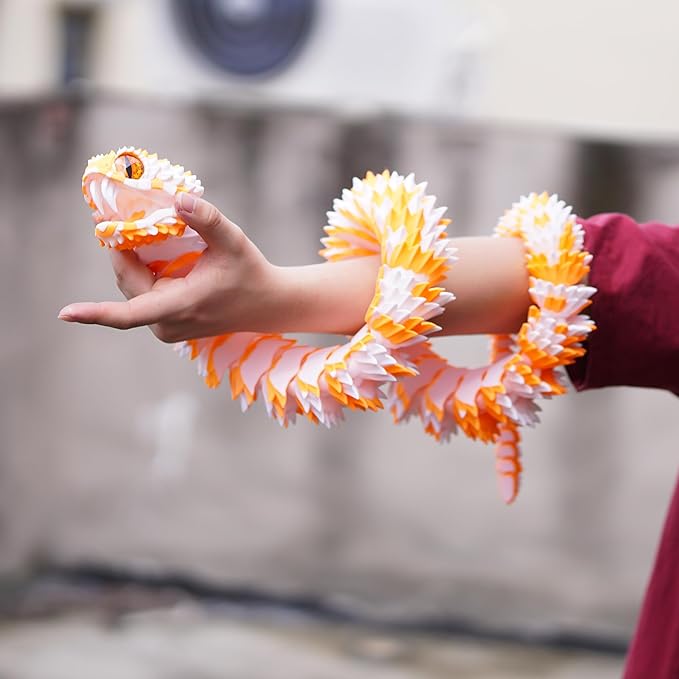 Super Large 3D Printed snake with a movable mouth,47.4inch,Flexible Realistic Articulated Animal Fidget Toys,Mystery Figurines Gifts ,Executive Desk Décor and Festival Collectible (WO 47.4inch)