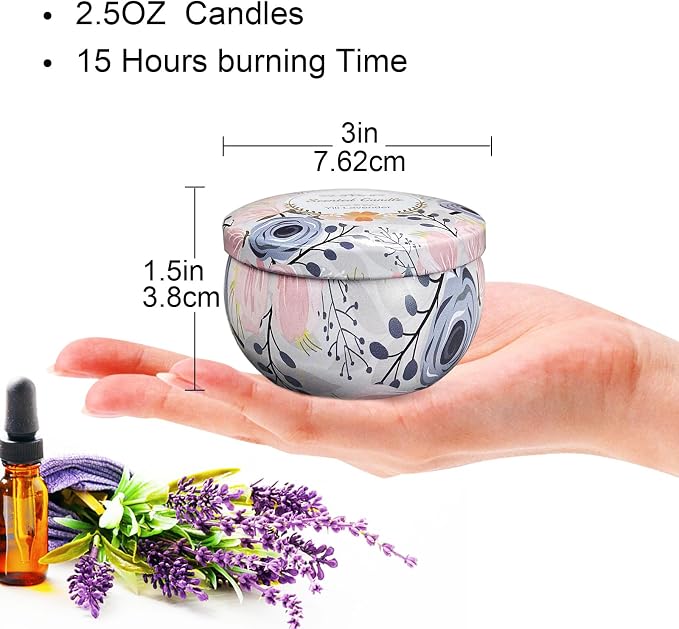 48 Packs Scented Candles Gift Set, Fragrances Candle for Women, 2.5 OZ Portable Jar Candle for for Spa, Yoga, Bath, Aromatherapy, Stress Relief, Floral Pattern
