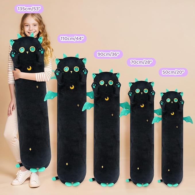 Long Cat Plush, 5 Sizes, 120% Extra Filling Giant Plushness Kids Body Pillow, Kawaii Cute Big Eyes Stuffed Animal Plushie, Big Long Body Pillow Gift for Girls 36'