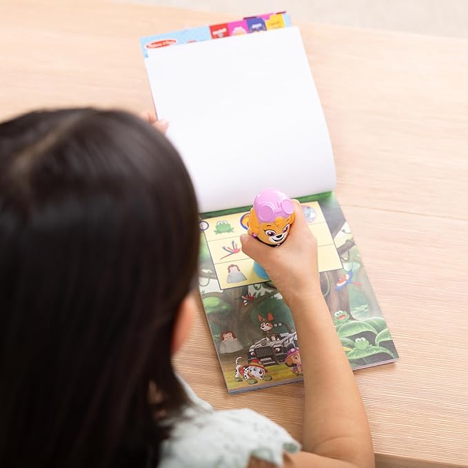 Melissa & Doug Sticker Wow!™ 24-Page Activity Pad and Sticker Stamper, 300 Stickers, Arts and Crafts Fidget Toy Collectible Character – PAW Patrol Skye - FSC Certified