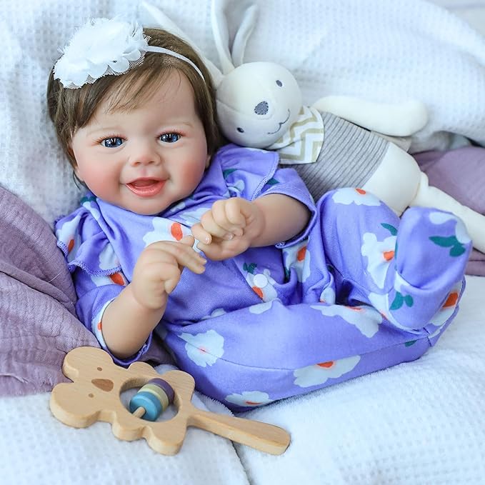 SCOM Realistic Reborn Baby Dolls, 20 Inch Real Baby Feeling Realistic-Newborn Dolls Adorable Smiling Real Life Baby Dolls with Gift Box for Kids Age 3