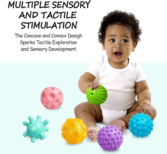 Multicolored Soft Balls for Babies, Textured Montessori Toys | Bright Colors, Sensory Montessori Toys, Teething Play, Easy Clean, Infant Development, Baby Birthday Gift