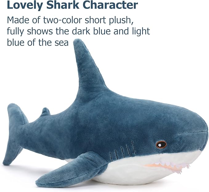 MorisMos Giant Shark Stuffed Animal 40 Inch Shark Plush Toys, Soft Plush Shark Hugging Pillow for Kids