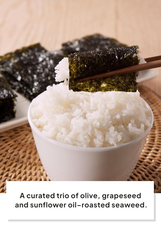 Korean Food Mixed Roasted Seaweed Snack Set 12 Count Vegan Gluten Free | Roasted seaweed snack set with olive, grapeseed, and sunflower oils. Vegan, gluten-free, and includes 12 individual packs.