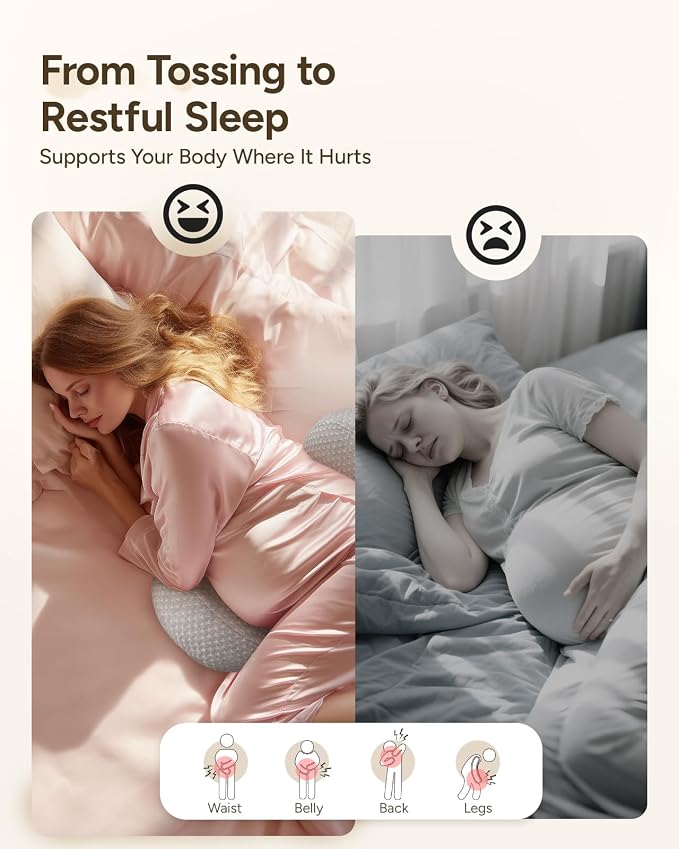 Pregnancy Wedge Pillow for Sleeping, Adjustable Maternity Pillow for Side Sleepers, Supports Back, Belly & Hip, Ideal for Pregnant Women, Bamboo Rayon Removable Cover, Grey (Standard)