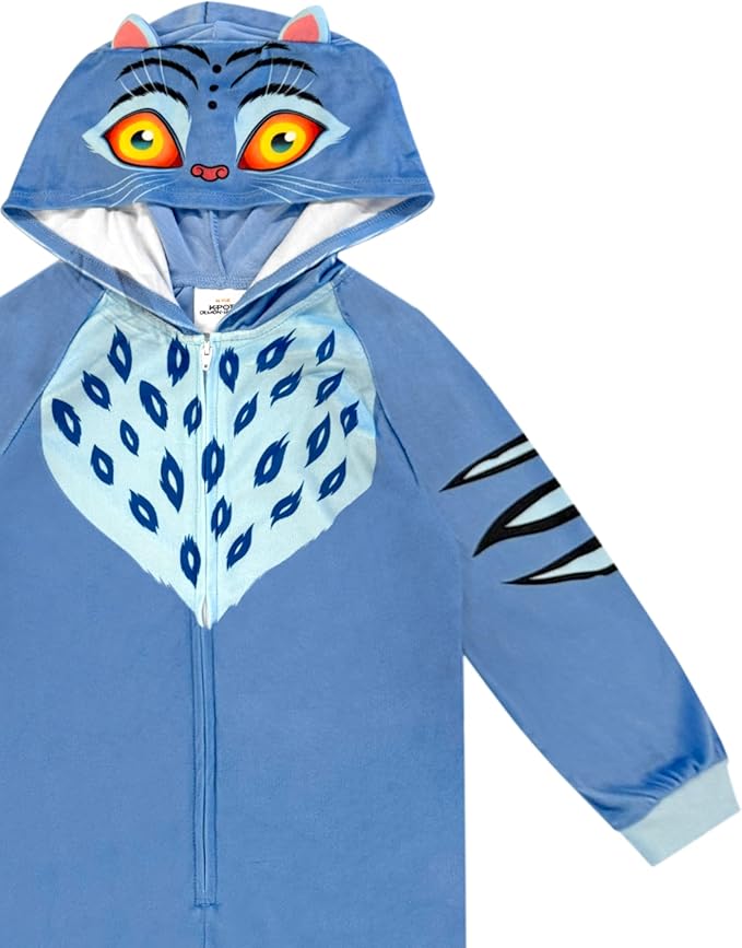 Kpop Demon Hunter Kids Onesie Pajamas - Boys Girls Long Zip Up Hooded Blanket Sleeper, One Piece Costume - Official License