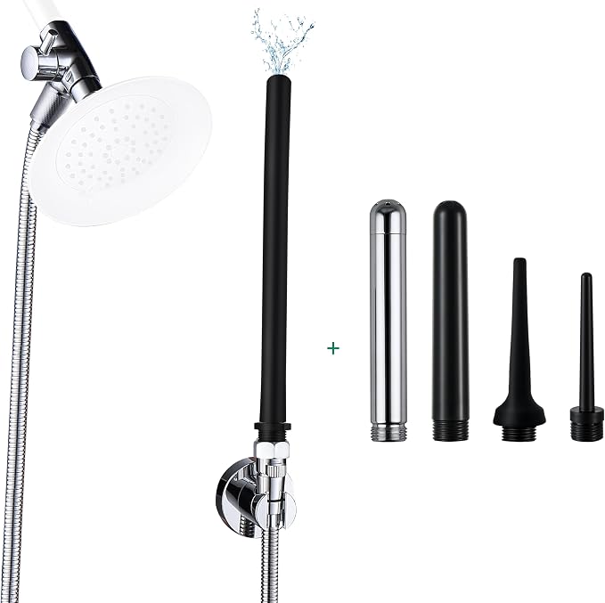 Shower Enema System with Water Control Valve , Enema Attachment with 100 Inches Hose and Diverter and for Men and Women Portable Cleaning, Enema Nozzle Kit Cleaner Attachment