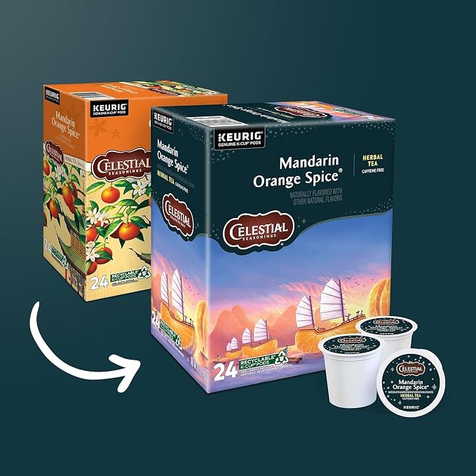 Celestial Seasonings 14735CT Mandarin Orange Spice Herb Tea K-Cups, 96/carton