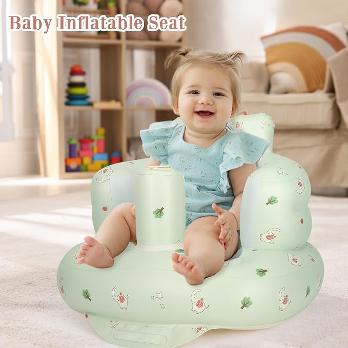 AirSwim Inflatable Baby Seat, Inflatable Baby Chair for Babies 3 Months and Up, Summer Blow Up Chair with Built in Air Pump, Infant Floor Seats for Learning to Sit, Palying, Camping, Elephant
