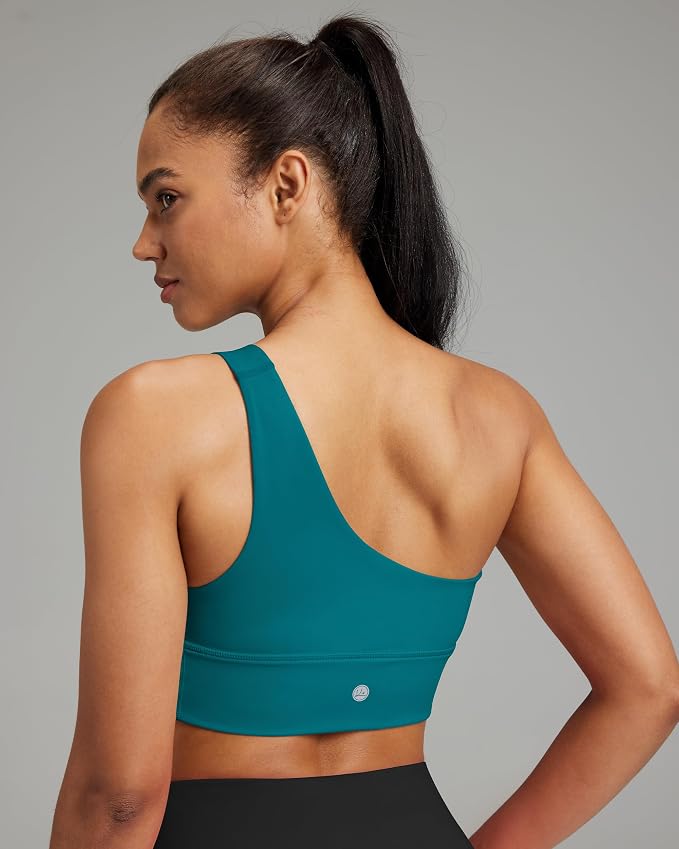 Queenie Ke Womens One Shoulder Sports Bra Left Side Strap Yoga Bras Gym Training Workout Crop Tops
