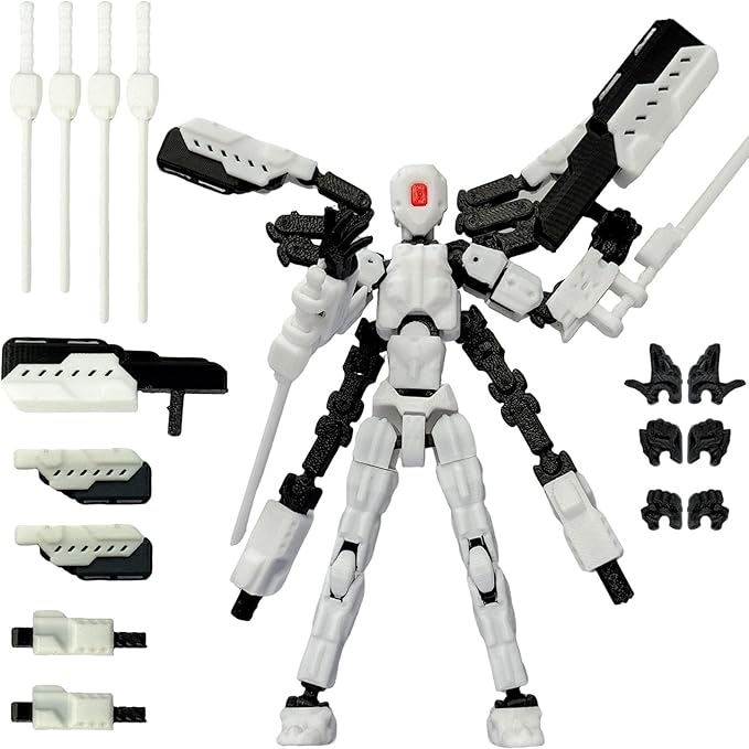 Assembly Completed T13 Action Figure,T13 Robo 13 Action Figures,Gift for Collectors Desktop Decoration Best Birthday Festival Gift (White)