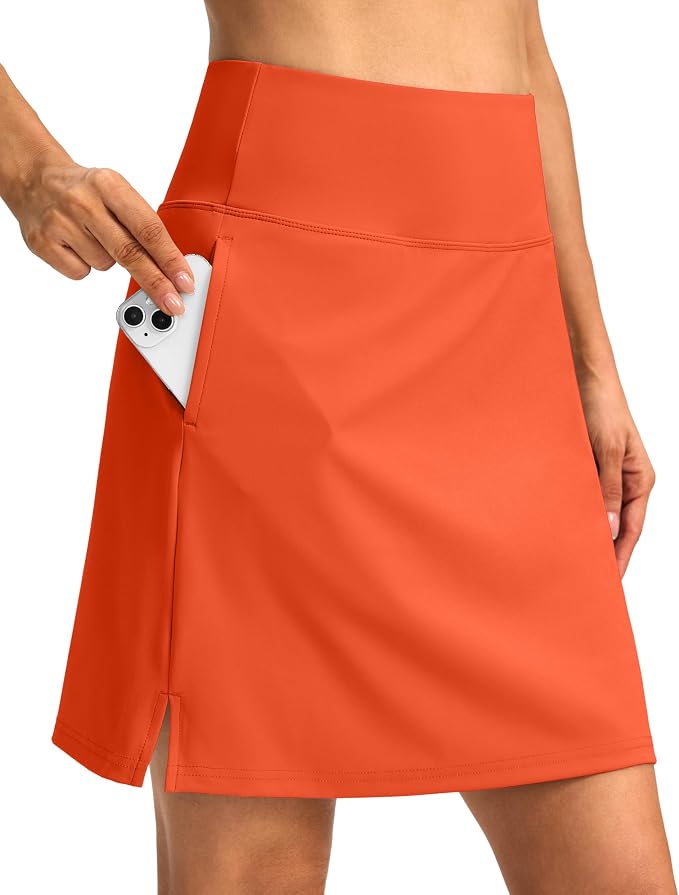18" Skorts for Women 3 Pockets High Waist Long Athletic Tennis Skirt Golf Skort for Casual Summer Travel