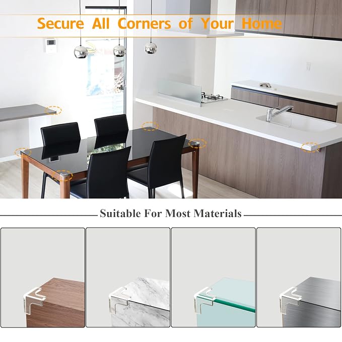 12 Pack Corner Protector, Clear Corner Guards Table Edge Protectors, Baby Safety Corner Bumpers Covers, Furniture & Sharp Corner Baby Proofing, T Shaped