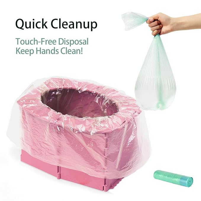 Portable Potty Seat for Toddler Foldable Travel Potty Training Toilet Seat with Cleaning Bags Reusable for Outdoor Camping, Travel, Kids Toddler Travel Potty Seat (Pink)