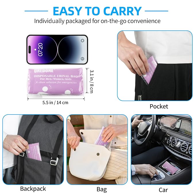 Portable Potty Baby Child Urinal Pee Cup for Kids+ Purple Urine Bags 6 Pack Pee Bags for Travel