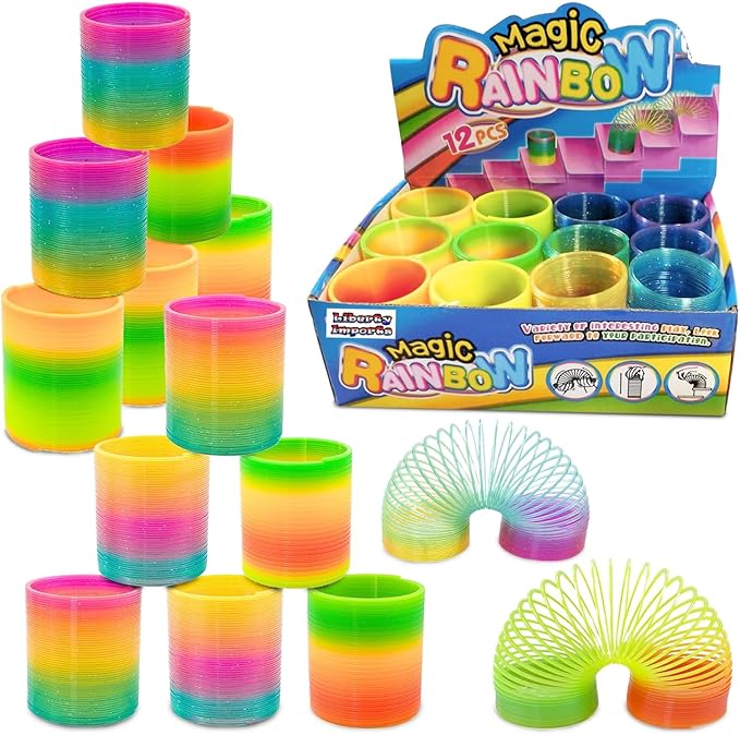 12 Pack Magic Rainbow Springs | Classic Novelty Colorful Rainbow Toy Assorted Bulk | Birthday Party Favors, Bag Fillers, Gift | Birthday Party Favors, Bag Fillers, Gift for Kids (1 Dozen) (3 Inches)