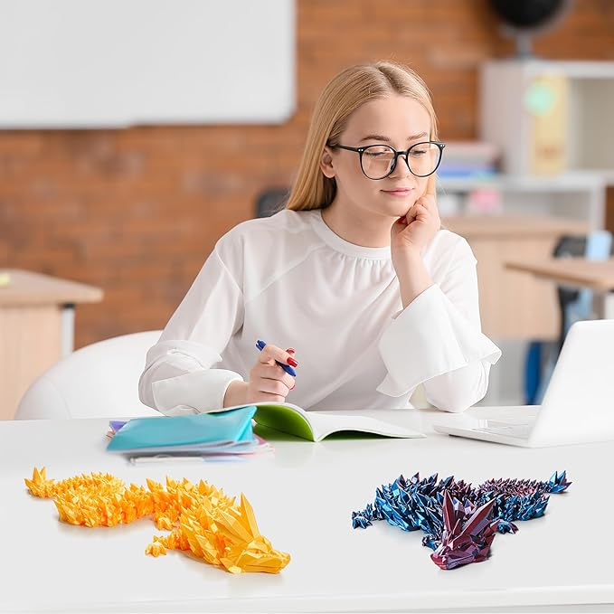 30'' 3D Printed Dragon - 3D Printed Toys, Articulated Crystal Dragon Large Rainbow Animal Fidget Toy, Decor Huge Dragons Collectible Figurines(Laser Green,30inch)