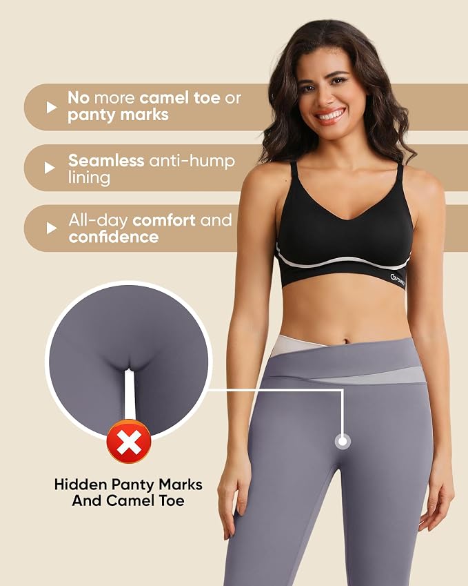 Camel Proof Underwear for Women Seamless Thongs with Camel Concealer Toe No Show Yoga Bikini Workout Panties