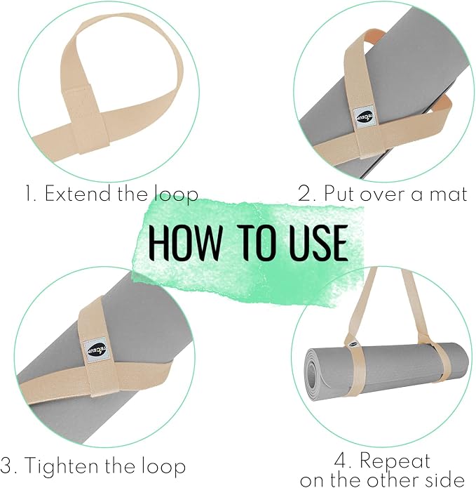 TECEUM Yoga Mat Strap – Extra Soft & Thick Cotton Carrier for All Mats | Adjustable Skin-friendly & Non-Slip Mat Holder Sling in 30+ Colors [Mat Not Included]