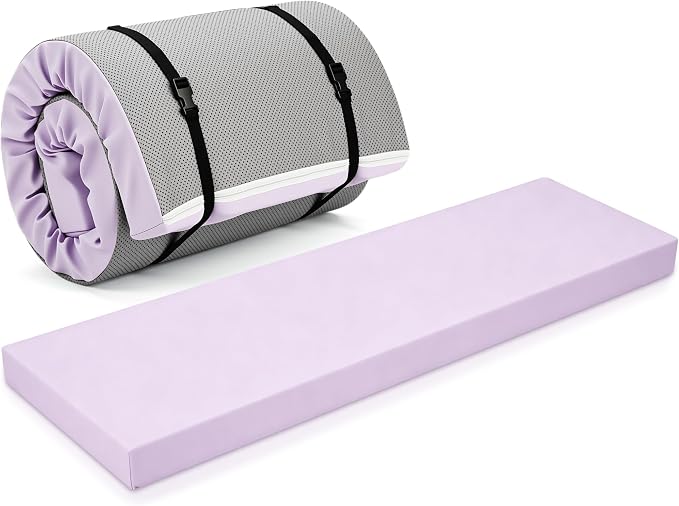 Lyrow 3 Inch Thick Yoga Mat, 72 x 24 Inch Cushioned Foam Floor Mat with Carry Strap, Non Slip PU Leather Workout Pad for Pilates, Stretching, Restorative Yoga and Home Gym