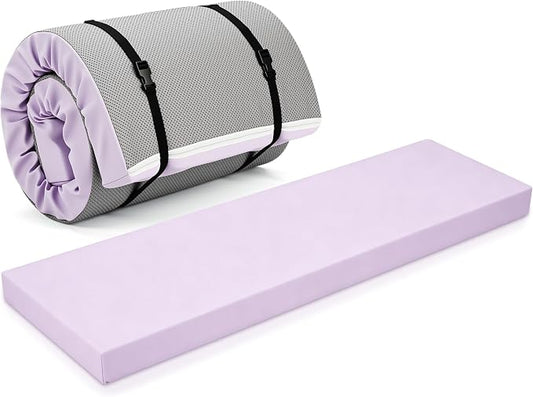 Lyrow 3 Inch Thick Yoga Mat, 72 x 24 Inch Cushioned Foam Floor Mat with Carry Strap, Non Slip PU Leather Workout Pad for Pilates, Stretching, Restorative Yoga and Home Gym