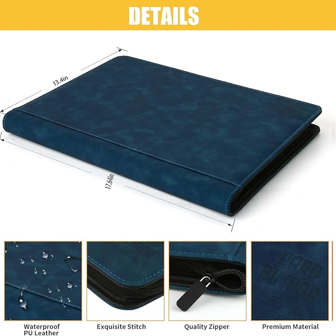 Arkeiliy Premium Ringless Trading Card Binder - 1024 Capacity, 16 Side-Loading Pockets per Page, Archival Quality Protection & Anti-Slip Spine for TCG, MTG, Sports Cards (Navy)