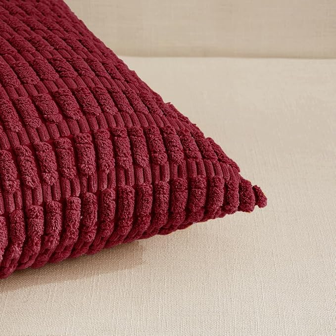 Fancy Homi 4 Packs Decorative Throw Pillow Covers for Living Room Couch Bed, Modern Farmhouse Boho Home Décor Accent Cushion Case, 20" x 12", Burgundy