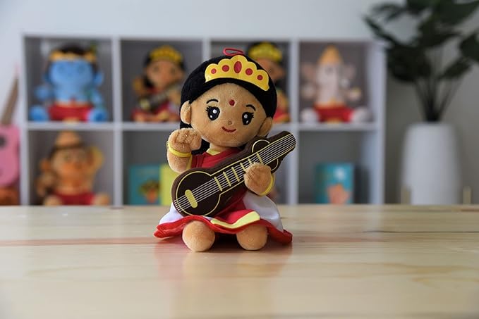 MODI TOYS Mini Devis Bundle - 3 Small (7 inch) Mantra Singing Plush Toys | Ideal for Newborns, Infants, Toddlers, Grandparents | Best for Diwali, Baby Shower, Birthday, Housewarming