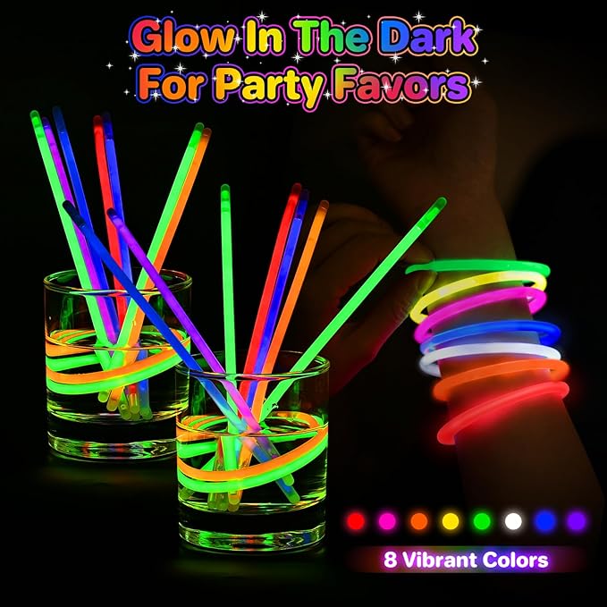 SpringFlower 800Pcs Glow Sticks Bulk Party Supplies, Glow Sticks for Kids Party Favors, Glow in The Dark Party Supplies, Light Up Party Decorations, Halloween, Easter , Wedding, Birthday,