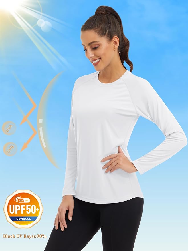 MAGCOMSEN Women's Long Sleeve Shirts UPF 50+ Sun Protection Shirts for Hiking Fishing Workout Rash Guard