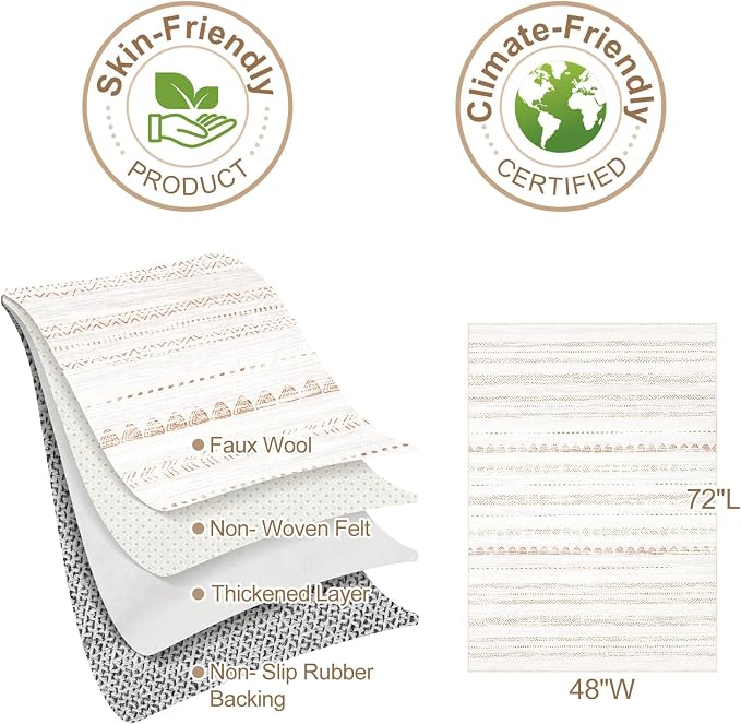 Nakagishi Boho 3x5 Area Rug Living Room Rugs Machine Washable Beige/Brown | Soft Underfoot, Stain Resistant, Carpet for Bedroom/Kitchen/Entryway/Hallway, Bathroom Pet & Kid Friendly Moroccan Farmhouse