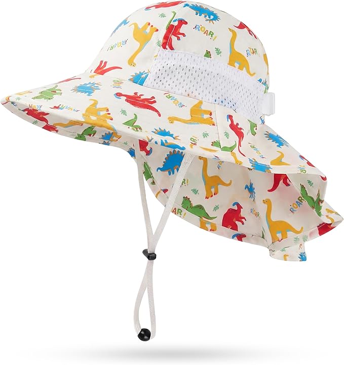 Toddler Baby Sun Hat Kids Summer Beach Essentials Adjustable Beach Hats with Bucket Wide Brim for Boys Girls Age 0-14 Years