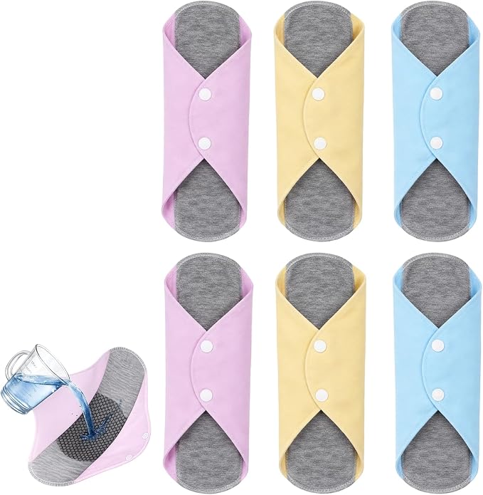 6 PCS Reusable Incontinence Pads, Reusable Incontinence Pads for Women, Reusable Pads Menstrual for Daily Bladder Leak Protection, Bringing You a Dry Experience (Random Color