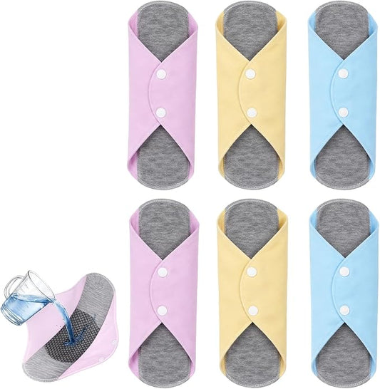 6 PCS Reusable Incontinence Pads, Reusable Incontinence Pads for Women, Reusable Pads Menstrual for Daily Bladder Leak Protection, Bringing You a Dry Experience (Random Color