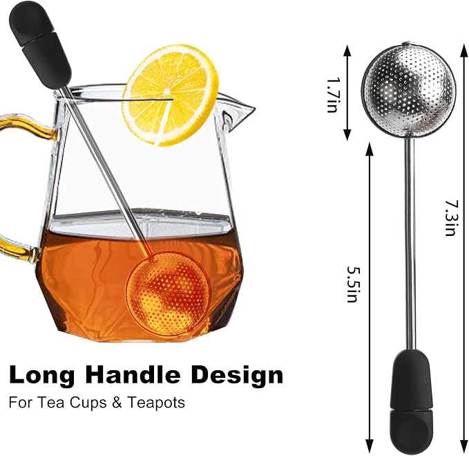 Numola Long Handle Twisting Tea Ball Stainless Steel, 2Pcs | Tea Ball Infuser for Loose Tea, Reusable Loose Leaf Tea Steeper, For Cup and Teapot